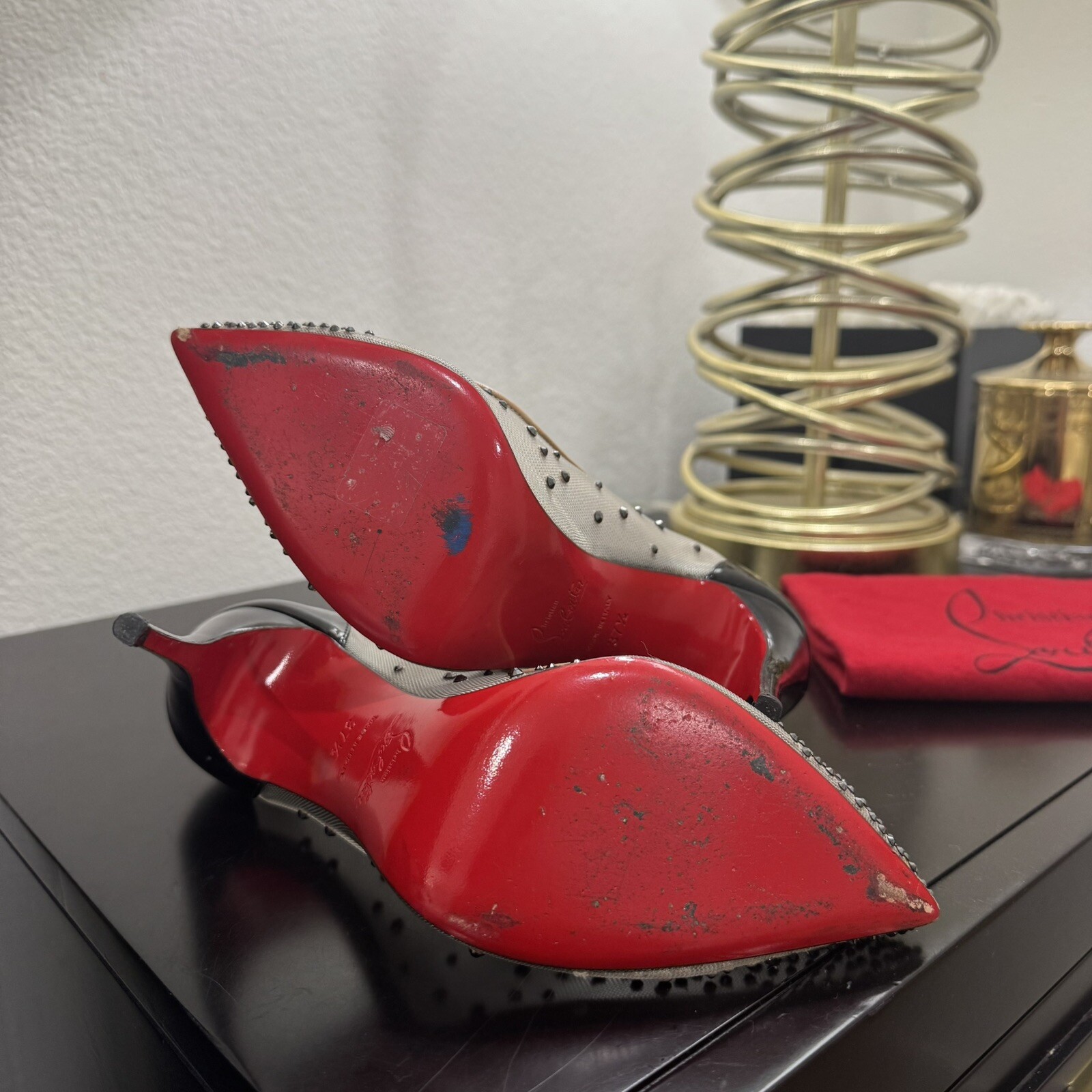 Christian Louboutin Follies Strass 100 Mesh Crystal Black 37.5