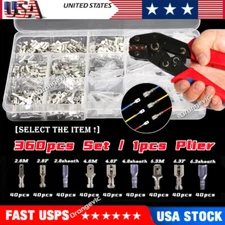 360X Assorted Male/Female Spade Electrical Wire Connectors Crimp Terminal/Plier