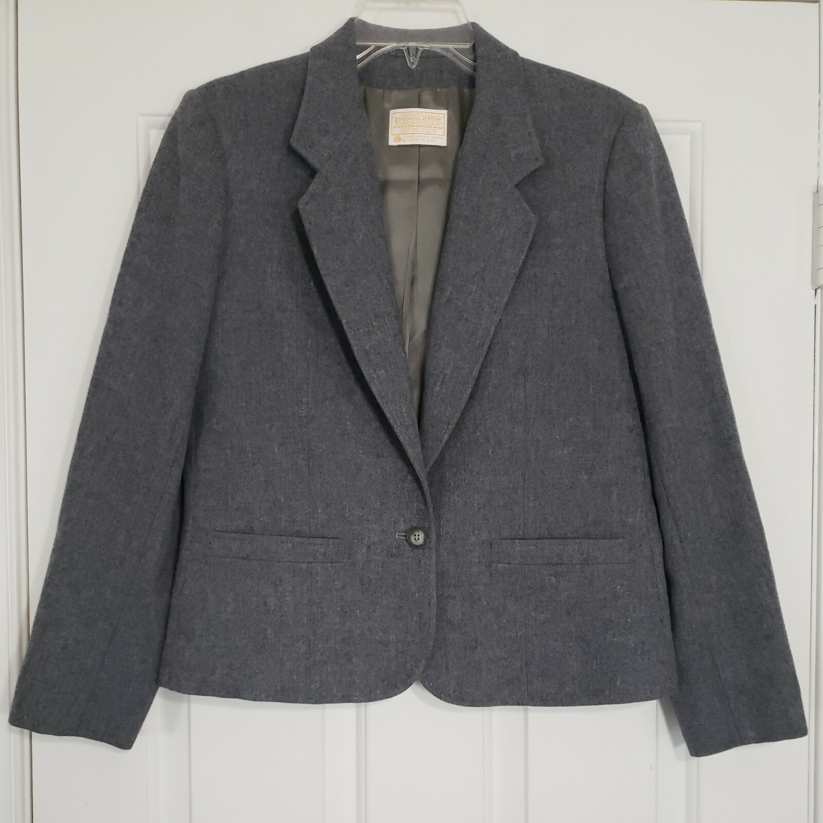 Pendleton Gray 100% Wool Blazer One Button Career… - image 1