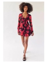 UO Kiki Tie-front Mini Dress Roses