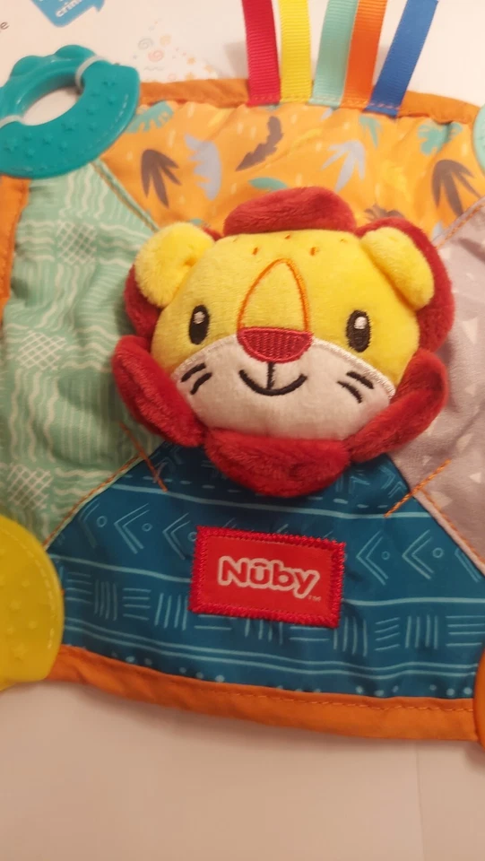Nuby Lion Colorful Teething Blankie Squeak Crinkle Comfort Teether Toy - Image 3 of 4