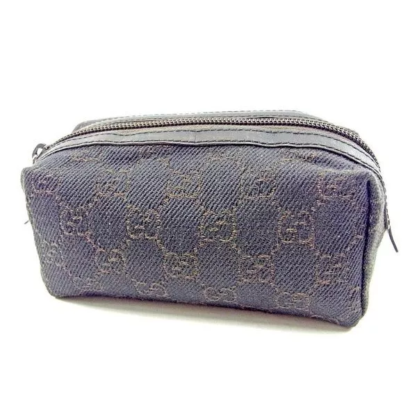 Pochette à maquillage GUCCI toile GG ?~ toile ?~ cuir authentique d'occasion T3825