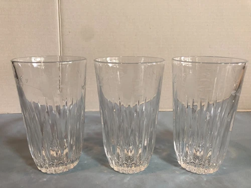 NEW SET of 3 Crystal 864 Princess House Heritage Tumblers Glasses #GF