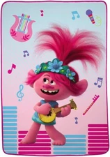 Trolls World Tour Sherpa Multicolored Plush Throw Blanket For Kids- 62"x90"