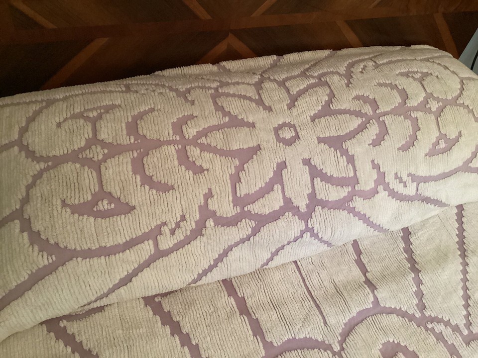 Vintage Chenille Bedspread Purple White Full Queen GVC 98 X 108 eBay