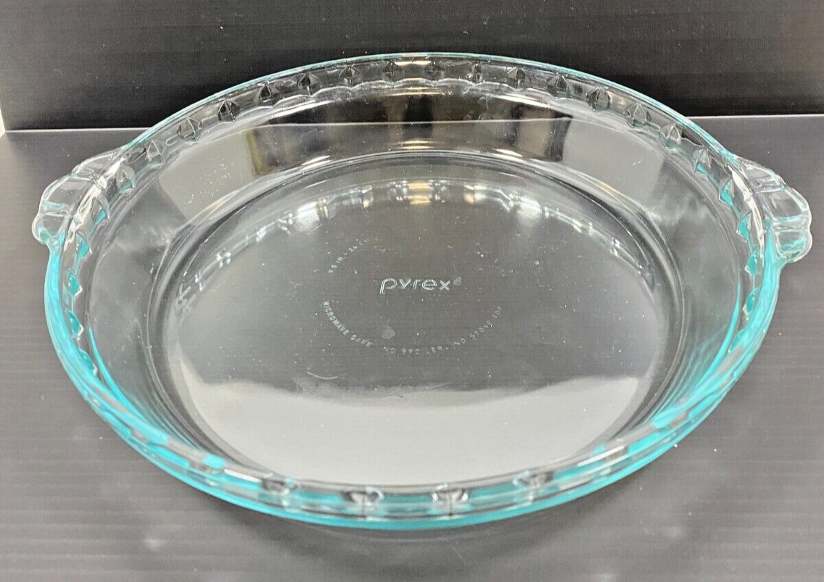 Vintage Pyrex 229 Clear Glass Deep Dish 9.5" Scalloped Fluted Edge Pie