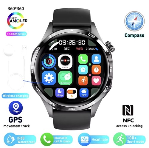 GT5 Pro GPS NFC Smart Watch Męski ekran 360 * 360 AMOLED do Huawei - Zdjęcie 4 z 12