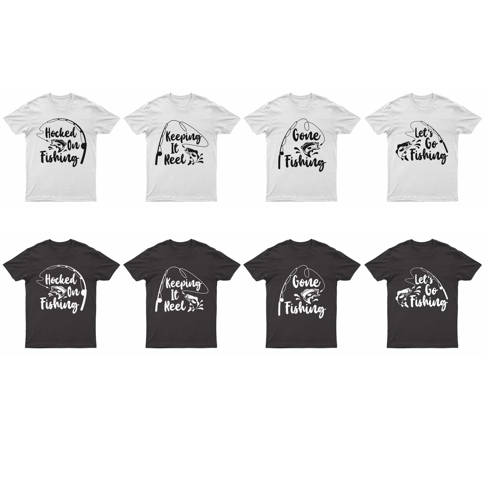 Mens Premium 200gsm Heavy Cotton Fishing Logos Short Sleeve T-shirt