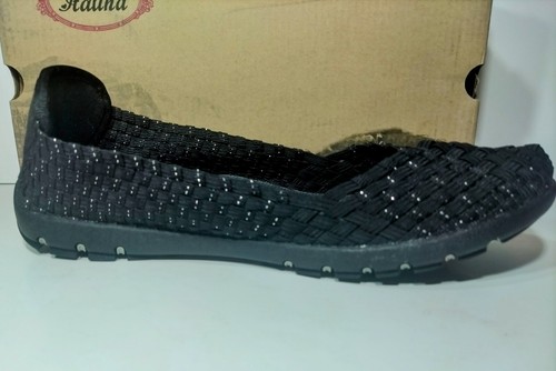 Italina Slip On Loafers Women's Size 10 Woven Flat Black, Silver Breathable NIB - Picture 7 of 12