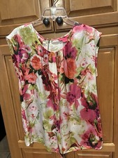 SUNNY LEIGH CAREER Top Outside Back Zipper Gathered Bust Enhancing Front Neck L