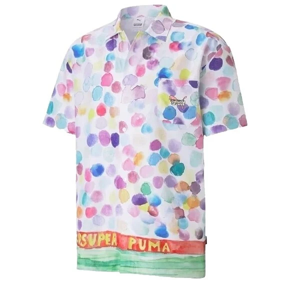 PUMA Polyester Short Sleeve Casual Button-Down Shirts for Men