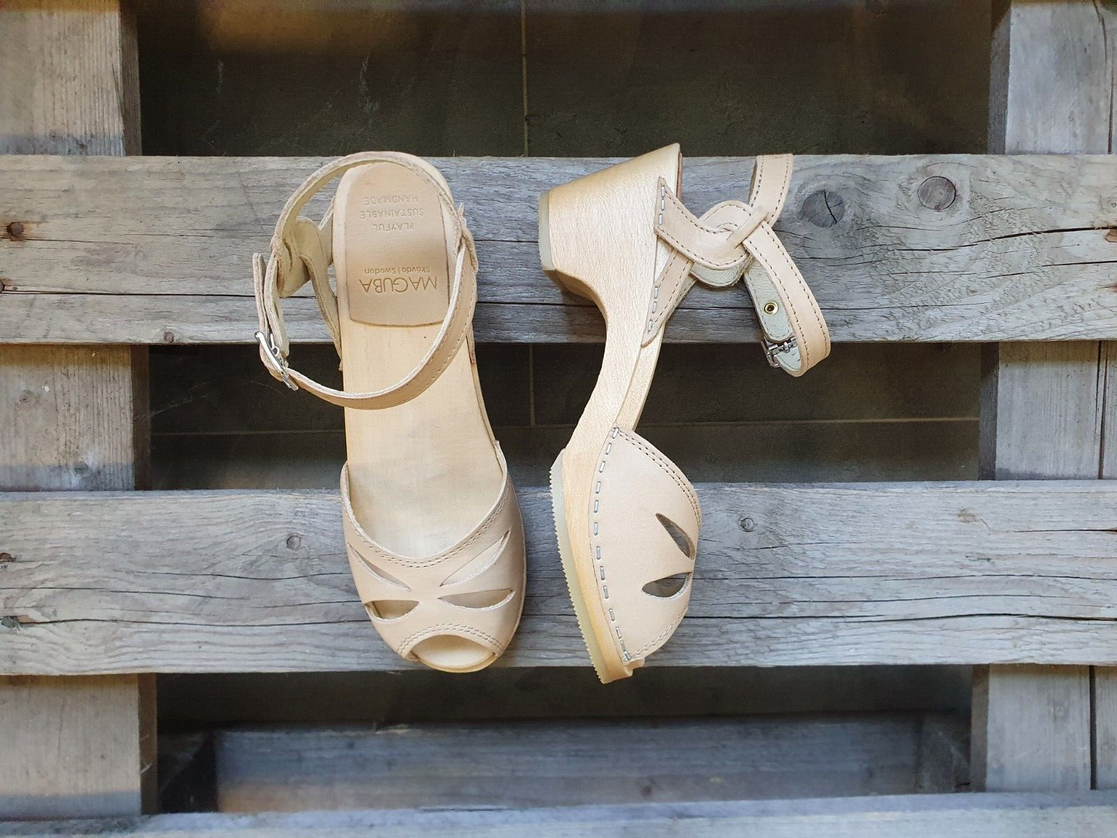 Swedish Clogs Sandals Maguba Rio Beige Veg Tanned Women's US 7 EU 37-image