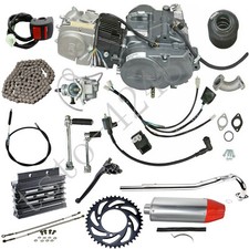 Complete Lifan 140cc Manual Engine Motor Exhaust Muffler Oil Cooler Kit Sprocket