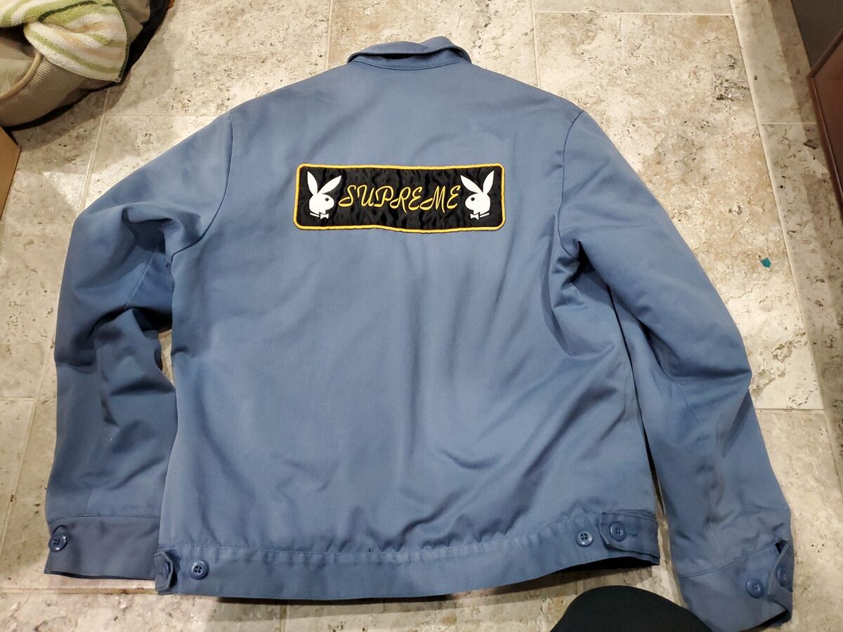 ULTRA RARE SUPREME PLAYBOY FW2016 LIGHT BLUE WORK JACKET ULTRA RARE SUPREME PLAYBOY FW2016 LIGHT BLUE WORK JACKET