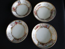Set of 4 C. Tielsch & Co Altwasser German Greek Gathering Scene Fruit Bowls Gold