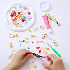 12 Set Lip Gloss Keychain Making Kit 120 Assorted Acrylic Beads Packed in 12 DIY