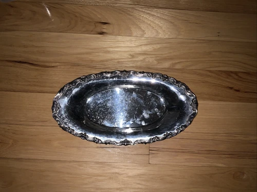 Mid-Century Silverplate Serving Tray – Small Decorative Oval Dish