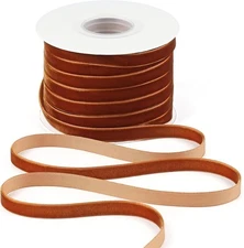 Copper Velvet Ribbon - 3/8 Inch Single Face Thin Velvet for Gift Wrapping, Weddi