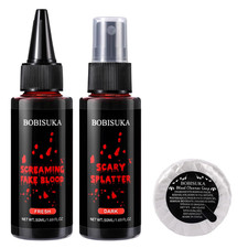3PCS Fake Blood Set - Dark Fake Blood Spray, Dripping Bright Red Fake Blood  Cl
