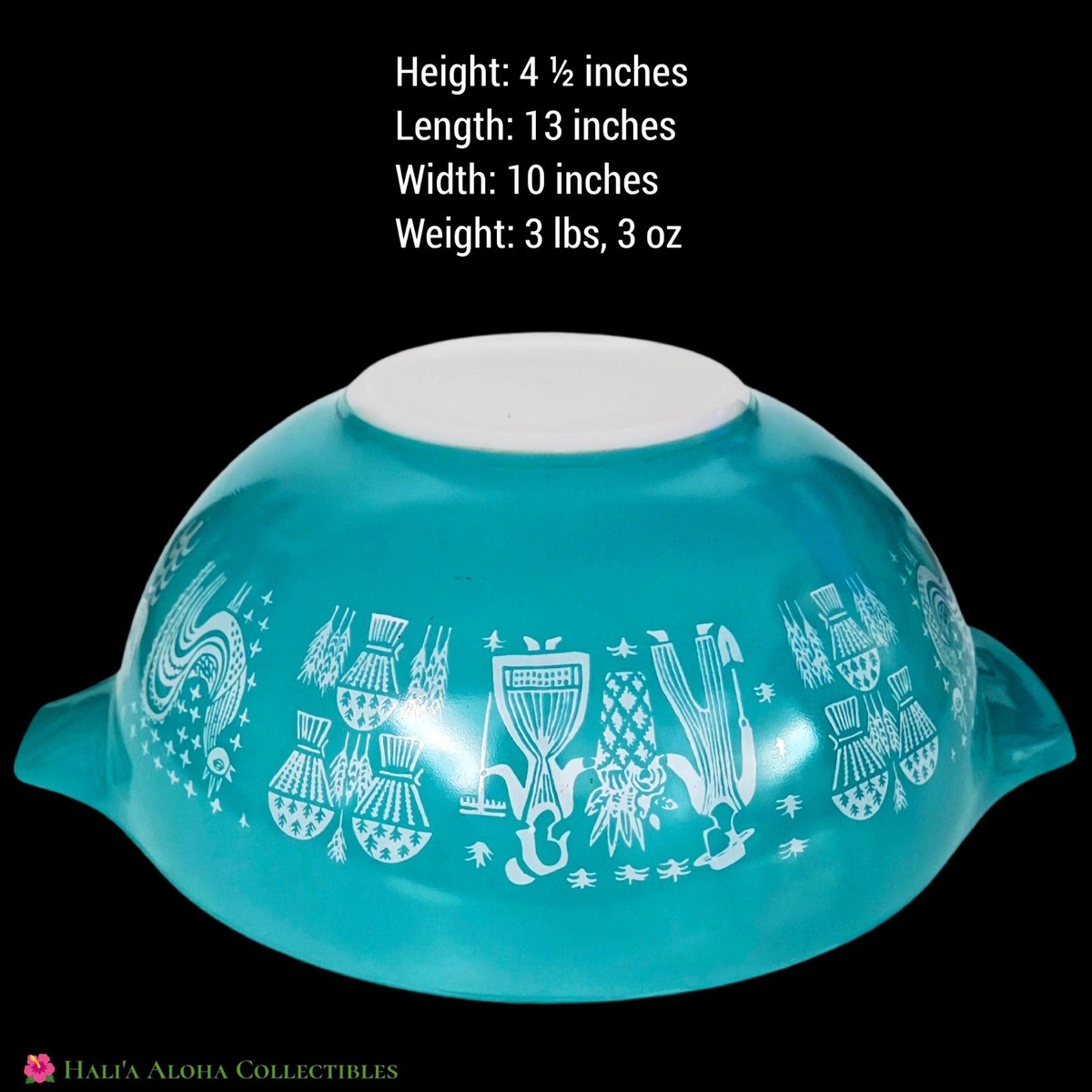 VINTAGE Turquoise PYREX Amish Butterprint 444 Cinderella 4Qt