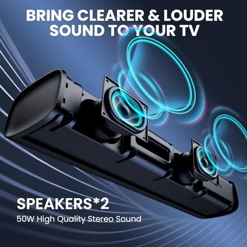 MZEIBO TV Soundbar 50W 17 Zoll kleine Soundbars ARC/Bluetooth 5.0 KY-MINI - SCHWARZ - Bild 2 von 4