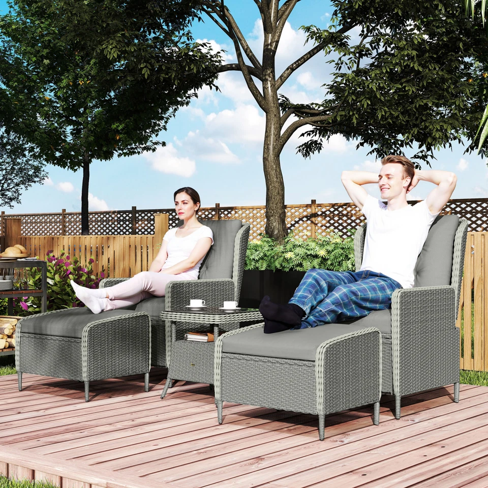 Rattan Garden Furniture Set Charcoal Grey PE 66W x 82D x 99H cm With Steel - Image 3 of 4