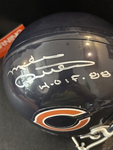 NFL FOOTBALL~SIGNED MIKE DITKA RIDDELL MINI CHICAGO BEARS HELMET INSC. “HOF 88” - Picture 5 of 15