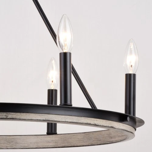 Vaxcel Lighting H0274 Russel 6 Light 25"W Candle Style Chandelier - Matte Black - Picture 4 of 12