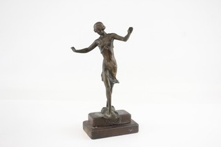 Antique Metal Art Deco Statue of Flapper Girl Engraved Isadora Duncan 1965g
