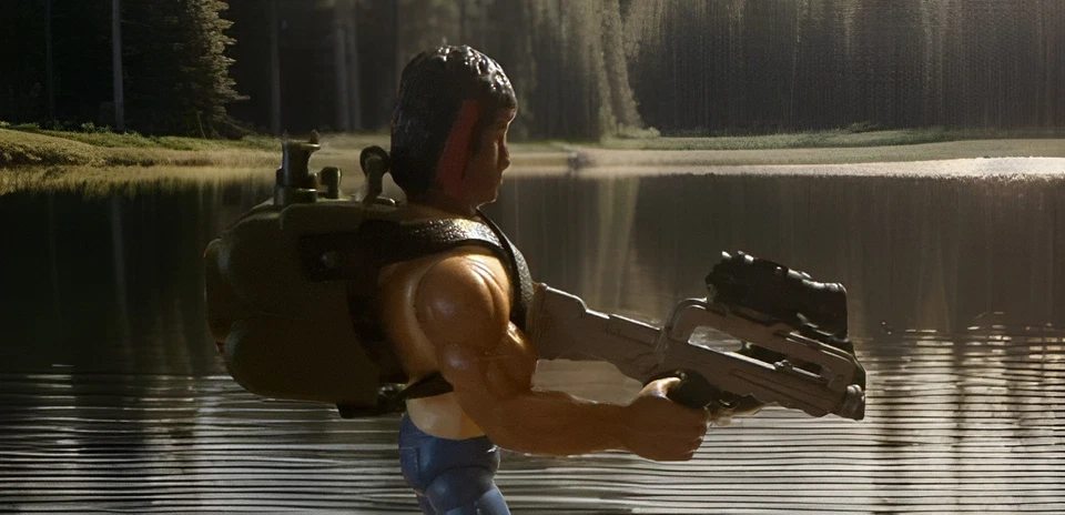 Boneco de ação Fire Power John Rambo Sylvester Stallone Rambo 1986 Coleco vintage - Imagem 2 de 4