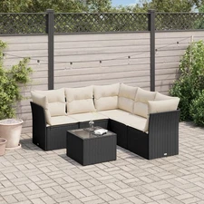Garden Sofa Set Black PE Rattan Large Modular Garden Sofa Set