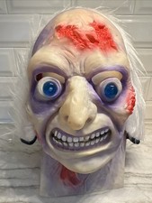 HALLOWEEN Rubber MASK Creepy Old Man Monster Horror Vintage Blood Blue Eyes