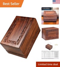 Memorial Border Engraved Rosewood Urn - Secure Ashes Storage, 6 x 4 x 3 Inches