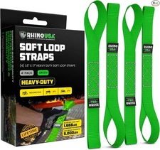 Soft Loop Tie Down Straps (4-Pack) - 1.6 Inch x 17 Inch (5,000 lbs Break St