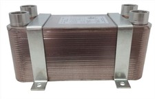 50 Plate Water to Water Brazed Plate Heat Exchanger 1" FPT Ports w/ Brackets