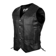 Leather Motorcycle Vest for Men & Women Concealed Carry Pocket 2X-Large