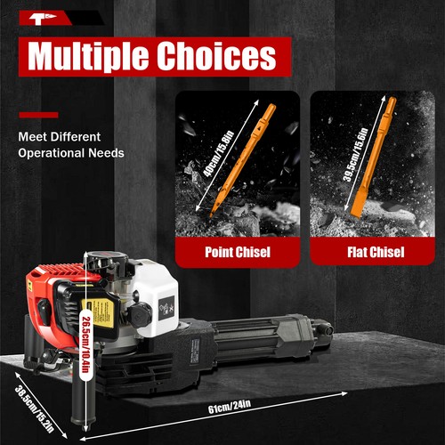 52cc Demolition Jack Hammer Concrete Breaker Drill w/ 2 Chisel Gas-Powered US - 第 9/24 張圖片