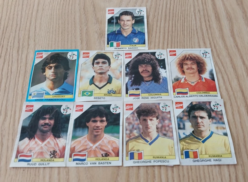 1990 Panini Italia 90 Кубок мира наклейки Coca Cola Hagi Van Basten Baggio (9 x) - Изображение 3 из 4