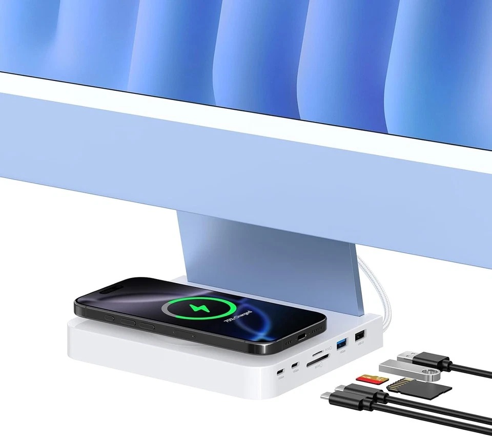 iMac Docking Station – 15W Fast Wireless Charger & USB Hub for iMac 2021/2024 - Image 3 of 4