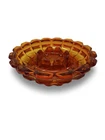 Vtg Cadmium Glow Amberina Heavy Valencia Glass Ashtray Cigar  Flower Shaped 1970