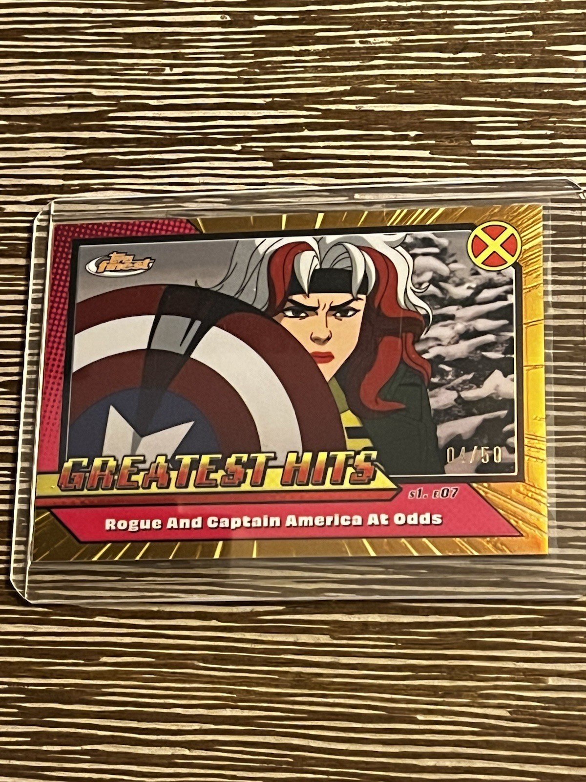 2025 Topps Finest X-Men '97 Greatest Hits Rogue & Captain America Gold 04/50