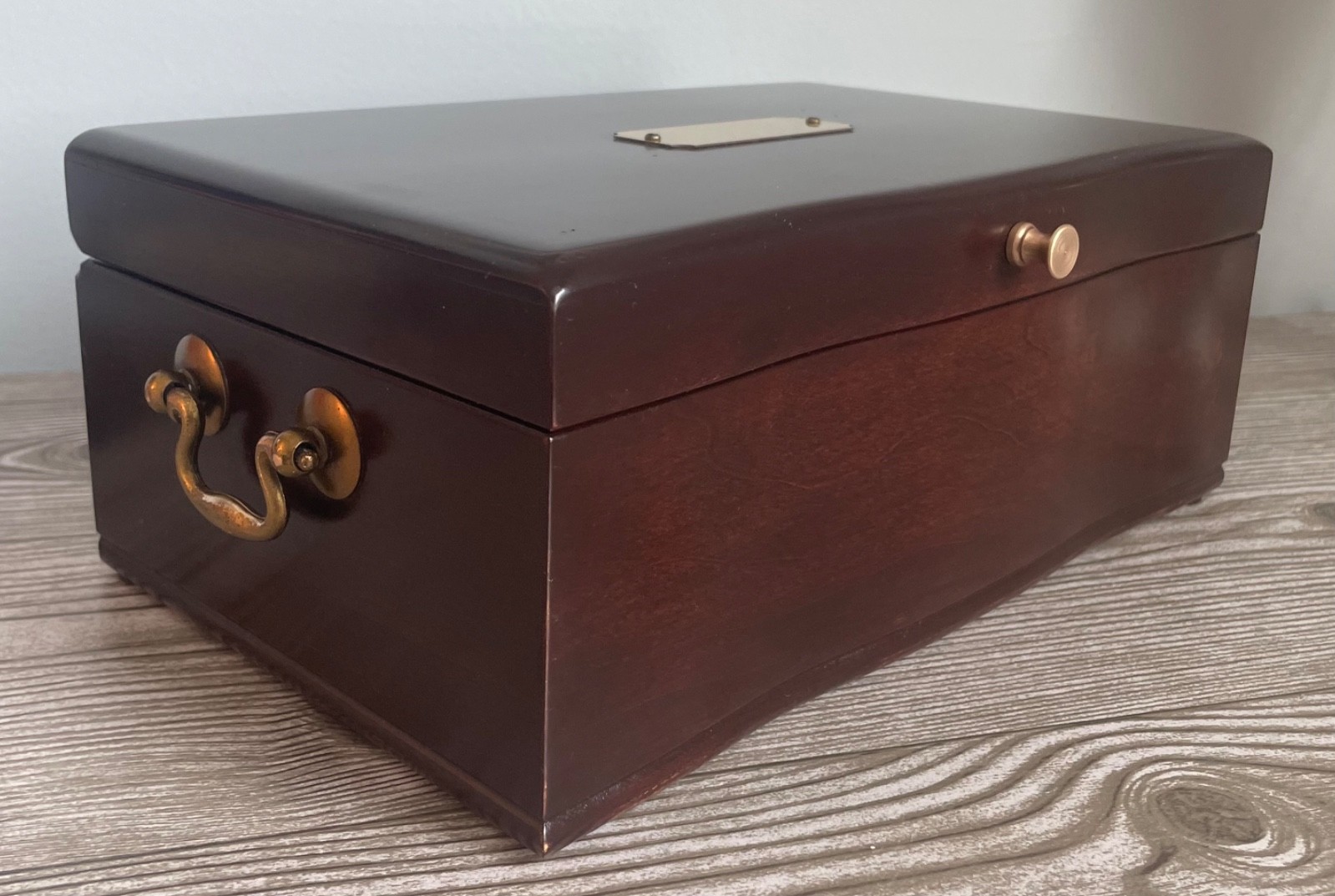 Vintage Reed and Barton Mid-Century Solid Wood Jewelry Box - USA - Velvet Lined