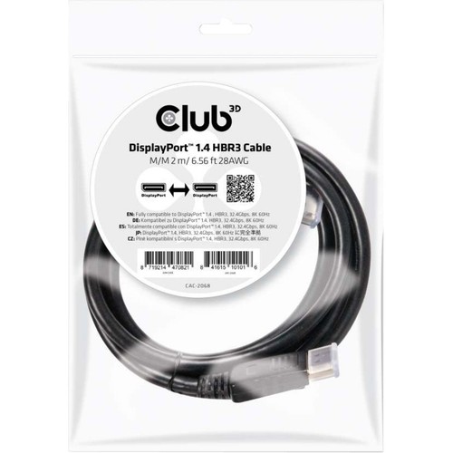 Club 3D DisplayPort 1.4 HBR3 Cable M/M 2m/6.56ft (cac2068) - Picture 5 of 5