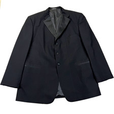 After Six Tuxedo Jacket Mens 44 Black Wool Three Button Formal Blazer Wedding
