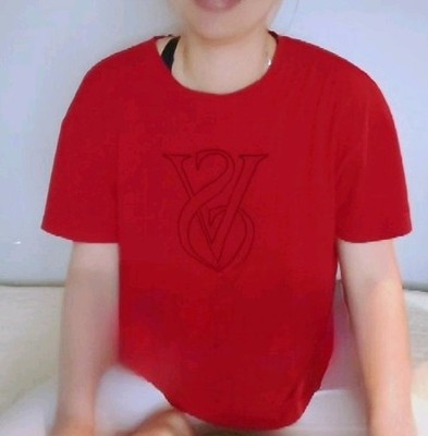 Victoria's Secret Red Tee with Black VS Outline Size Medium Good Condition!