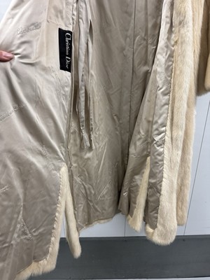 Vintage Christian Dior Beige Fur Coat Full Length Belted