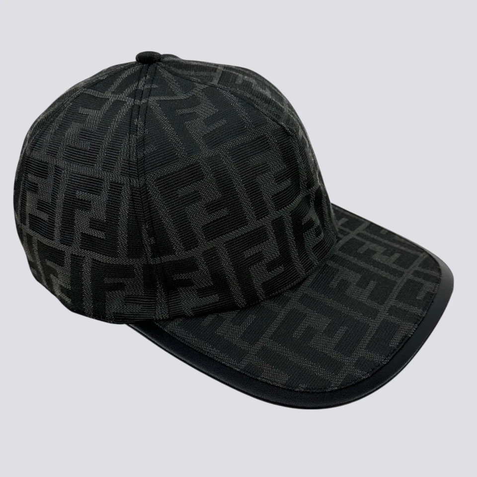 Fendi Zucca FF Estampado Lona Monograma Béisbol Camionero Gorra Sombrero Negro Talla M Foto 2 de 4