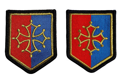 LOT OF 2 EMBROIDERY PATCHES REGION OCCITANIA COAT OF ARMS AND CROSS PATCH SCRATCH