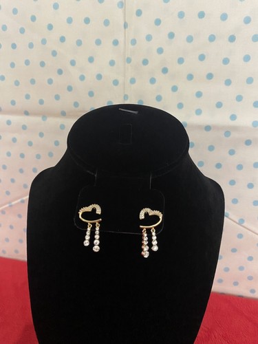 Aretes De Corazon 18K Gold Fashion Con Zirconias De Mujer New - Picture 4 of 5