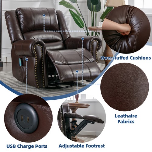 Swivel Rocker Recliner Chair Manual Glider Rocking Recliner with Heated Massage - Picture 17 of 45